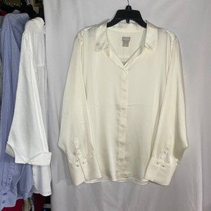 CHICO'S Women's Satin White Blouse